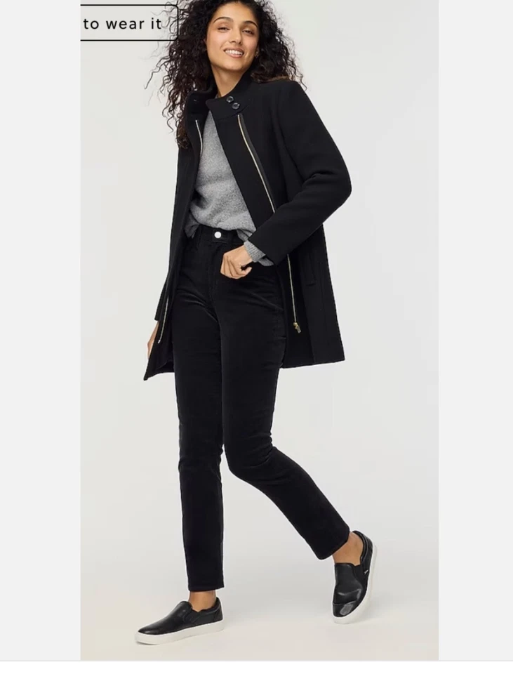 J.Crew Womens Petite Button Neck City Coat Blue Size P10 BU264