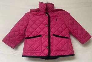 Polo Ralph Lauren Quilted Puffer Jacket Sz 9Mth Corduroy Collar Pink Coat - Picture 1 of 17