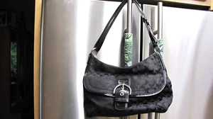 Coach Signature BLACK JACQUARD Classic Canvas Hand Bag - # M1205-23164 - Picture 1 of 9