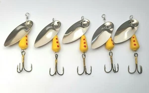 5, 1/2oz Fishgrub Spinner in gelb mit roten Punkten, Nickelklingen, Barschköder - Bild 1 von 1