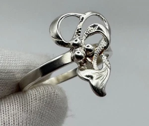Vintage Sterling Silver 925 Ring USSR Floral Design – Size 8.75, 2.33g - Picture 1 of 11