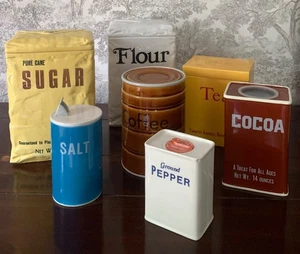 Vintage BETTY ST JOHN SHAFFORD Kanister Set MEHL Zucker Tee Kaffee KAKAO Salz PFEFFER - Bild 1 von 9