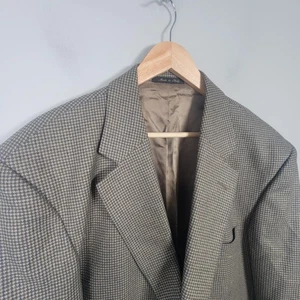 Vito Rufolo Mens 46S Silk Wool Gingham Check Blazer Made in Italy Brown Navy - Picture 1 of 15