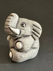 Vtg Clay Elephant Figurine Handcrafted Mini Uruguay Rare 1” Miniature - Picture 1 of 13