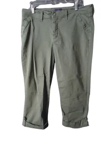 NYDJ Not Your Daughters Jeans Cropped Cuffed Capri  Size 14 Army Green - Picture 1 of 9