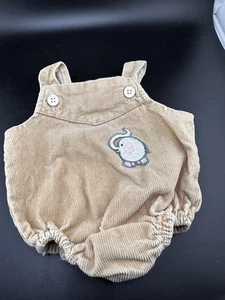 Vtg 1983 Cabbage Patch Kids Boys Brown Corduroy Overalls Elephant Romper Coleco - Picture 1 of 8