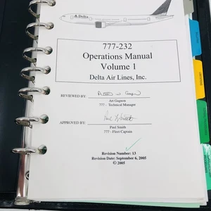 2005 Delta Airlines Boeing 777 - 232 Airplane Operations Manual Vol 1 - Picture 1 of 5