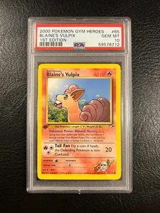Pokemon Gym Heroes #65 - Blaine's Vulpix - GEM Mint - 1st Edition - PSA 10! - Picture 1 of 4