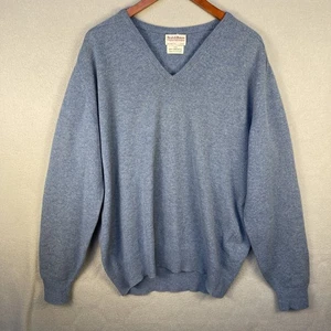 The Scotch House Wool Sweater Mens XL Blue V Neck Pullover Made in Scotland - Picture 1 of 9