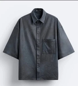 ZARA Faux Suede Relaxed fit button down Shirt Size Medium ..(t3) - Picture 1 of 4