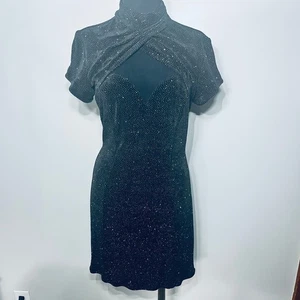 VTG Night Way Collections Dress 90s Black Silver Whimsygoth Goth Evening Party 6 - Picture 1 of 7