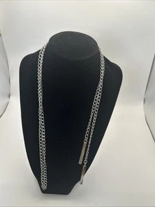 Michael Kors Silvertone Chain And Two Bar Wrap Necklace 40” - Picture 1 of 2
