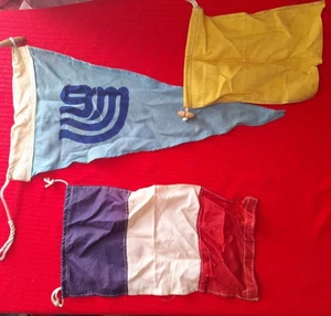 Job Lot Vintage 3 Yachting Sailing Flags  Including Tricolor.boat ship - Picture 1 of 8