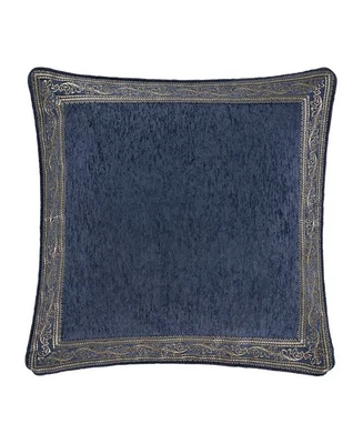 J. Queen New York Weston Blue Framed Reversible Euro Sham Chenille New - Image 1 of 4