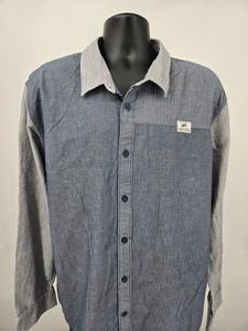 Vans Shirt 2XL Long Sleeve Button Shirt Men's Gray Striped Skate Cotton - Picture 1 of 15