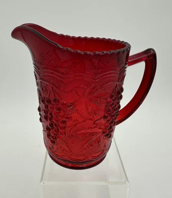 Vintage Imperial Glass Ruby Red Embossed Grapes Pint Pitcher MCM - Image 1 of 4