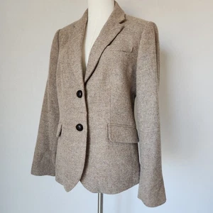 Talbots Tweet Wool Blend Formal Business Blazer Two Button Lined Brown Women's 8 - Picture 1 of 14