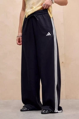 Adidas Black 3-Stripes Wide Leg Track Pants Women's Size L  New W/ Tags - Image 1 of 4