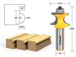 1/4" Radius Bullnose Bead Router Bit - 1/2" Shank - Yonico 13193 - Picture 1 of 1