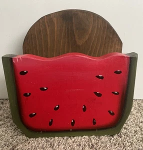 Tovagliolo/porta lettere anguria vintage in legno dipinto a mano paese frutta estiva - Foto 1 di 4