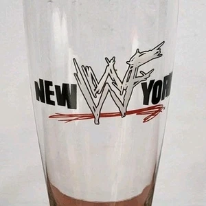 WWF NEW YORK Tall 9" Beer Drinking Glass WRESTLING Collectible - Picture 1 of 4