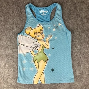Disney Tinker Bell Girls Racer Back Tank Top Blue Vtg Y2K Stretch Youth Large - Picture 1 of 11