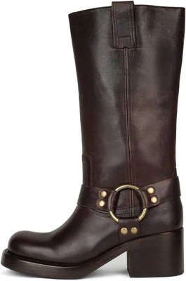 Botas de montar hasta la rodilla para mujer punta redonda tacón bloque moda motocicleta...  Foto 1 de 4