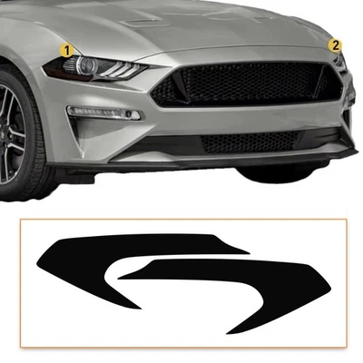 2PCS For 2018-2023 Ford Mustang Headlight Side Marker Smoked Vinyl Tint Overlay - Image 1 of 4