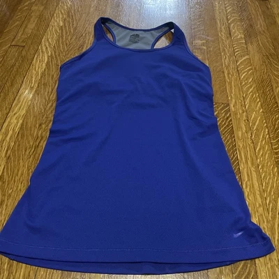 Nike Pro Top Mujer Azul Estante Sujetador Dri Fit Camiseta sin mangas Swoosh Ropa deportiva Gimnasio Grande Foto 1 de 4