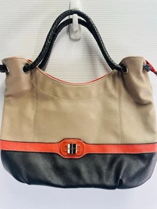 Laura Jones Strandbags Top Handle Zip Tote Multi Pocket Handbag As New Pink Tan - Picture 1 of 13