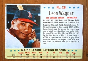 1963 Post Müsli #28 Leon Wagner - Los Angeles Angels * Outfielder * Durchschnitt. 272 - Bild 1 von 3