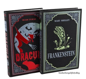 DRACULA Bram Stoker FRANKENSTEIN Mary Shelley Set of 2 Faux Leather Bound NEW - Picture 1 of 8
