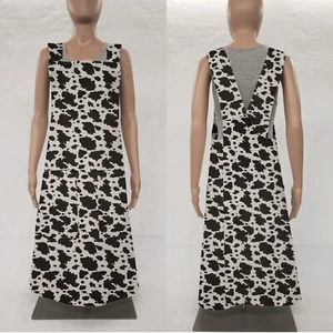 Black & White Cow Spots Cross Back Apron - Picture 1 of 3