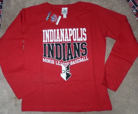 NEW MiLB Minor League Baseball Indianapolis Indians L/S Women S Small T Shirt Cover