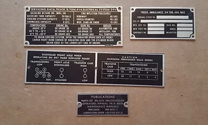 N.O.S. Dodge M43 Ambulance Data Plate Set G741 - Picture 1 of 1