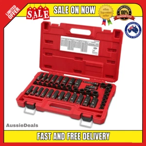 43pc Milwaukee Shockwave 3/8" Drive SAE/Metric Deep 6 Point Impact Socket Set - Picture 1 of 3