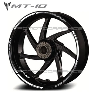 MT-10 motorcycle wheel decals rim stickers set stripes for Yamaha MT10 White - Picture 1 of 2