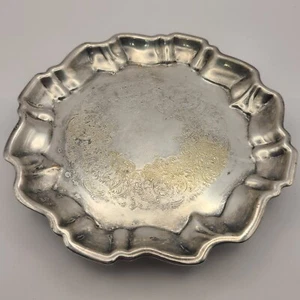 Vintage Wallace versilbert 6" Tablett mit gewelltem Fuß Avalon graviert #1525 - Bild 1 von 11