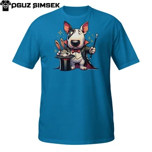 Magician Bull Terrier T-Shirt | Funny Magic Dog Design | Grumpy Bunny Trick Tee - Picture 1 of 33