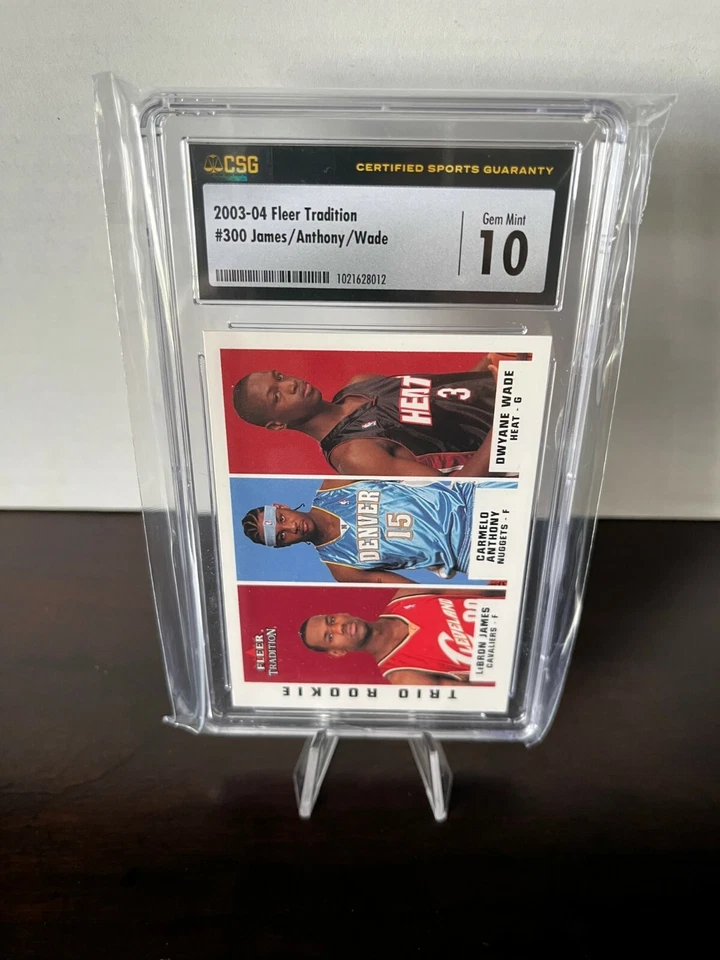 2003-04 Fleer Tradition LeBron James Carmelo Anthony Dwyane Wade RC #300 CSG 10  - Image 1 of 2