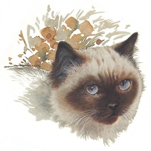 Stoffpuppe Katze blaue Augen Wasserrutsche Keramik Aufkleber - Bild 1 von 5