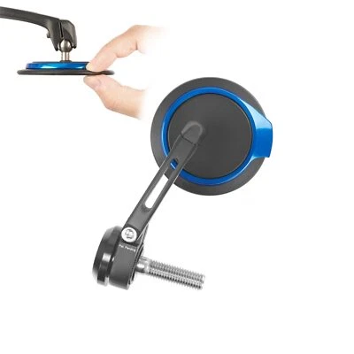 Espejo de extremo de barra delgado limpio ajustable azul AURA redondo M12 perno se adapta a BMW F800R HP4 Foto 1 de 4