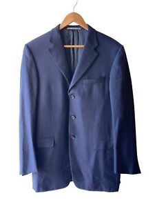 Hickey Freeman Size 42 Long 100% Cashmere Blue 3 Button Suit Over Coat Jacket