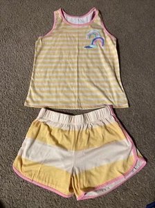 Girls Cat & Jack Striped Rainbow Tank Top and Shorts Sleepwear - Yellow, Size XL - Picture 1 of 4