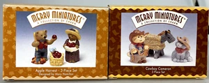 Hallmark Merry Miniatures Apple Harvest + Cowboy Cameron 3 Piece Set 1997 - Picture 1 of 4