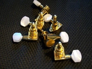 Tuners Gotoh gold 3 per side non locking machineheads pearloid buttons vgc - Picture 1 of 12