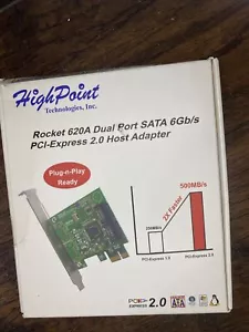 (New) High Point Technologies Rocket 620A 2-Port SATA 6Gb/s PCIe Host Adapter - Picture 1 of 2