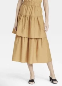 Who What Wear XL Honig Senf Stufen Rüschen Midi Rock Damen Target Gelbgold - Bild 1 von 12