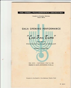 COSI FAN TUTTE, ISRAEL, A PROGRAM, 1961, IN ENGLISH AND HEBREW, A CONCERT FORM - Picture 1 of 8