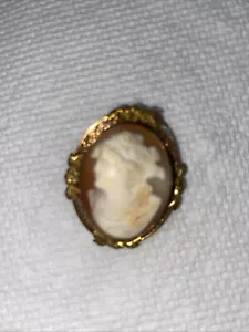 Vintage Antique 10k Gold Cameo Victorian Carved Shell Pin Brooch 6.3 G Stunning! - Picture 1 of 6